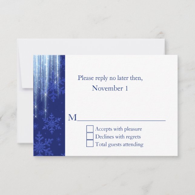 Royal Blue mit Icicles Winter Wedding UAWG RSVP Karte (Vorderseite)