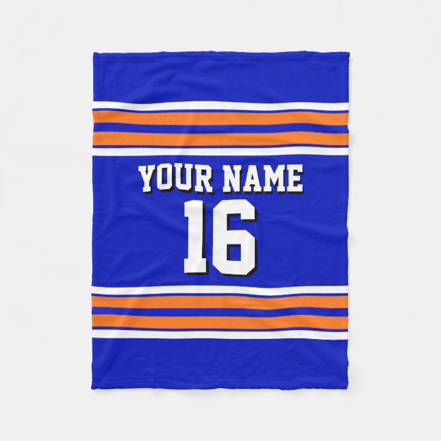 Royal Blue mit Orange White Stripes Team Jersey V Fleecedecke (Vorderseite)