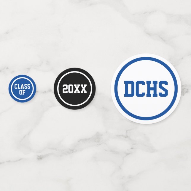 Royal Blue Modern Circles Foto Abschluss Konfetti (Vorderseiten)