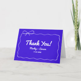 Royal Blue Modern Hand Lettered Wedding Dankeskarte