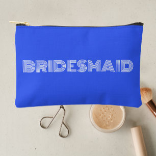Royal Blue Modern Typografy Bridesmaid Zubehörtasche