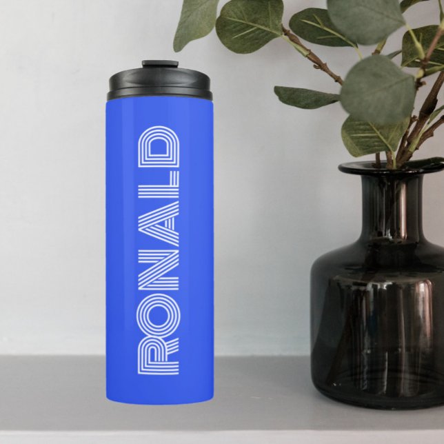 Royal Blue Modern Typografy Personalisiert Thermosbecher (In Situ)
