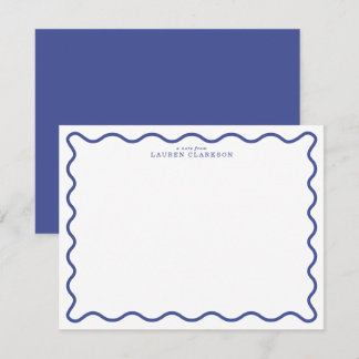Royal Blue Modern Wavy Border Note Card Einladung