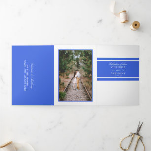 Royal Blue Modern Wedding Suite Dreifach Gefaltete Einladung