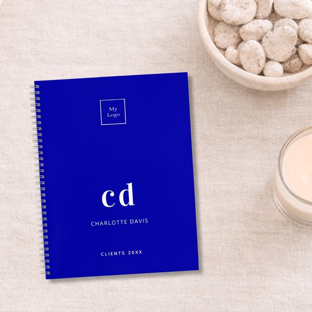Royal Blue Monogram Business Logo Notizbuch (Von Creator hochgeladen)