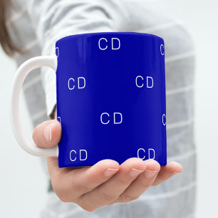 Royal Blue Monogram Initial Muster Kaffeetasse