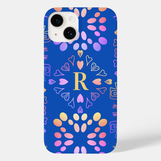 Royal Blue Monogram Pink Lilac Pattern Case-Mate iPhone Hülle (Rückseite)