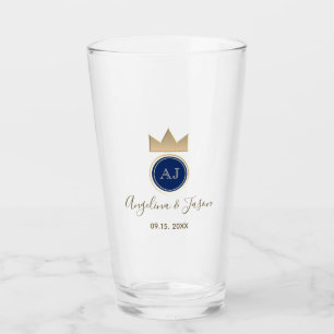 Royal Blue Monogram Wedding Glas
