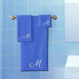 royal blue - monogrammed Towel Badhandtuch Set