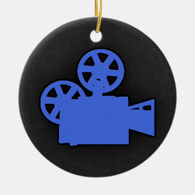 Royal Blue Movie Camera Keramikornament (Vorne)