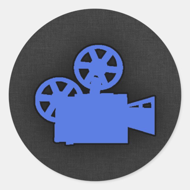 Royal Blue Movie Camera Runder Aufkleber (Vorderseite)