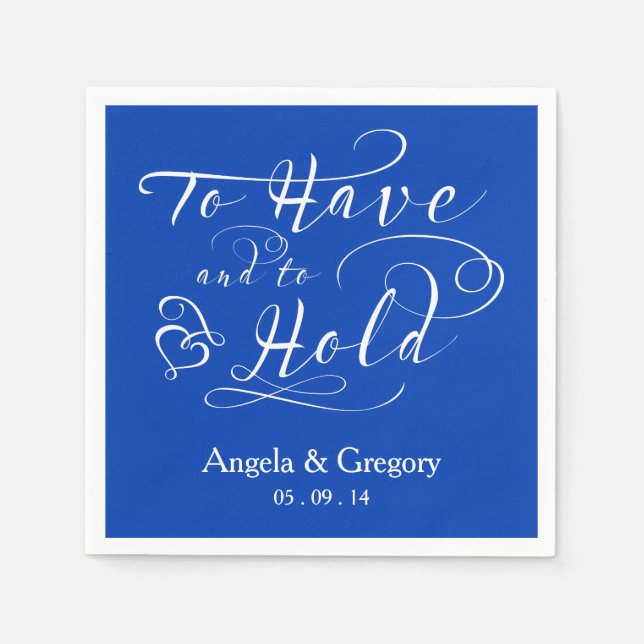 Royal Blue muss Personalisiert Hochzeit abhalten Serviette (Vorderseite)