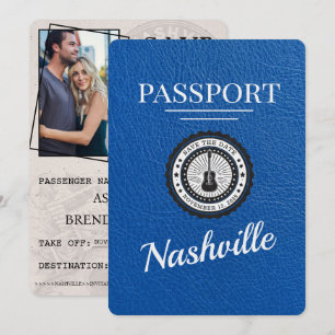 Royal Blue Nashville Passport Save the Date