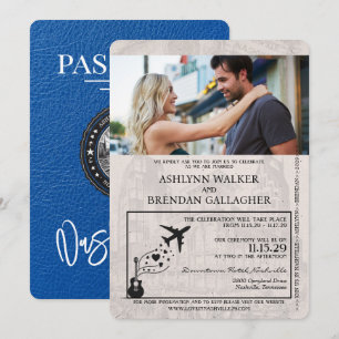 Royal Blue Nashville Passport Wedding Einladung