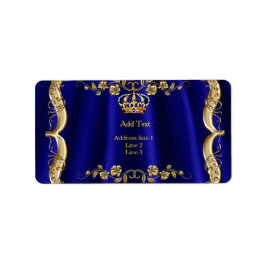 Royal Blue Navy Wedding Gold Crown Adressaufkleber