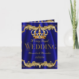 Royal Blue Navy Wedding Gold Crown Foto Einladung
