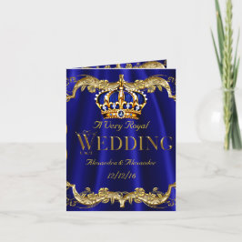 Royal Blue Navy Wedding Gold Crown Foto Einladung