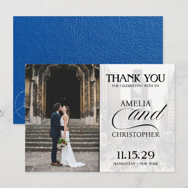 Royal Blue New York City Passport Dankeskarte (Vorne/Hinten)