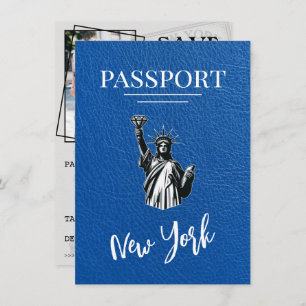 Royal Blue New York City Passport Save the Date