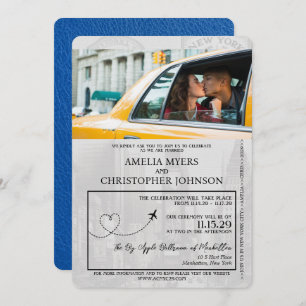 Royal Blue New York City Passport Wedding Einladung