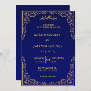 Royal Blue Nikah Islamische Hochzeitseinladung Einladung