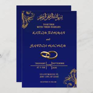 Royal Blue Nikah Islamische Hochzeitseinladung Einladung