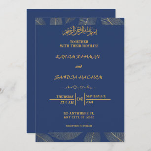 Royal Blue Nikah Islamische Hochzeitseinladung Einladung