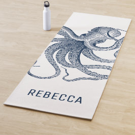 Royal Blue Octopus Illustration Yogamatte