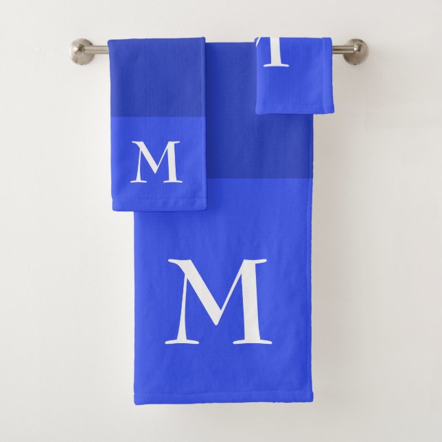Royal Blue Ombre Mit Monogramm Badhandtuch Set (Insitu)