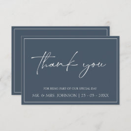 Royal Blue Opulence Script Wedding Danke Card