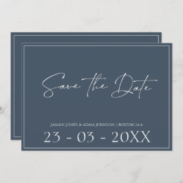 Royal Blue Opulence Script Wedding Save the Date