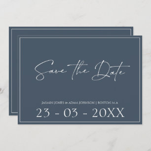 Royal Blue Opulence Script Wedding Save the Date