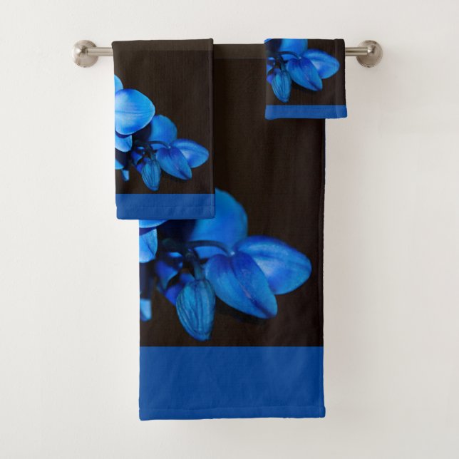 Royal Blue Orchid-Blume Badhandtuch Set (Insitu)