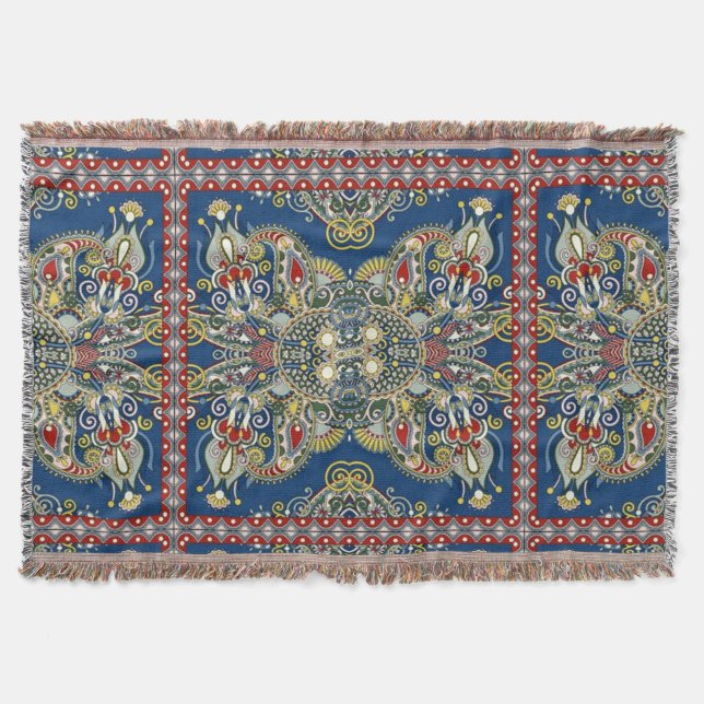 Royal Blue Oriental Design Decke (Vorderseite)