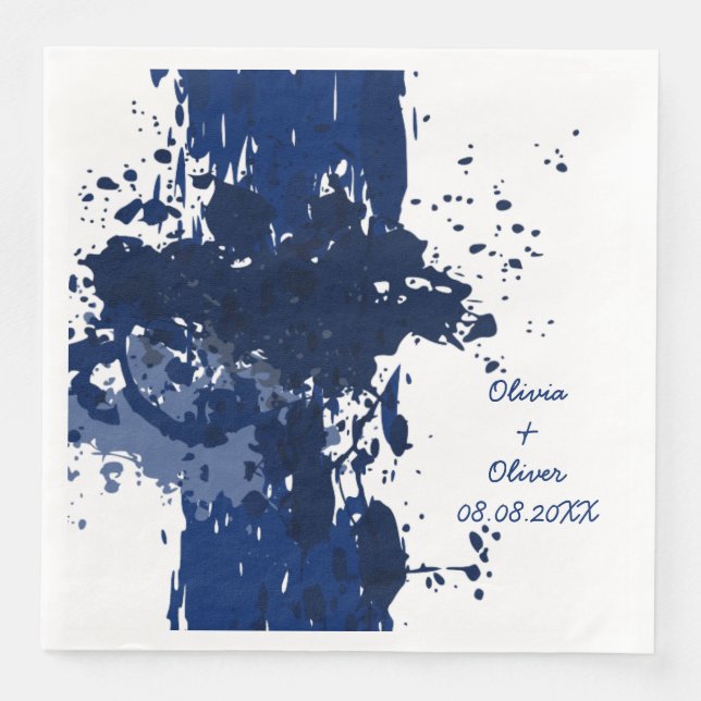 Royal-Blue Paint-Spritzer Serviette (Vorderseite)