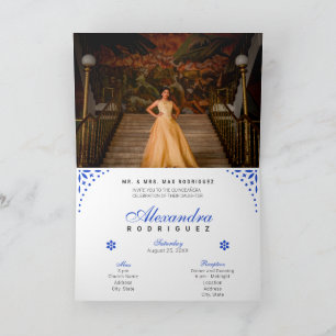 Royal Blue Papel Picado Mis Quince Años Einladung