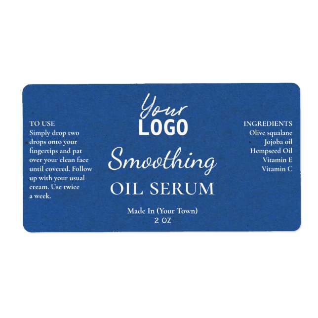 Royal Blue Paper Texture Smooooding Oil Serum Labe (Vorne)