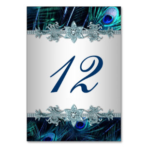 Royal Blue Peacock Wedding Tischnummer