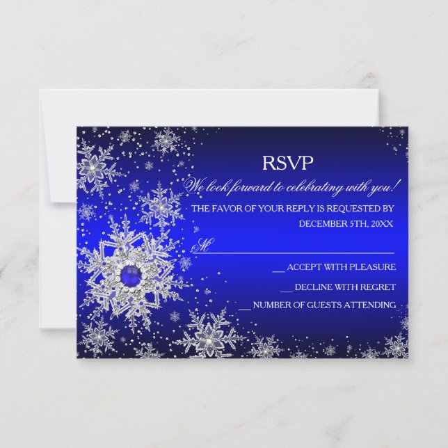 Royal Blue Pearl Snowflake Weihnachts-Party UAWG RSVP Karte (Vorderseite)