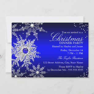 Royal Blue Pearl Snowflake Weihnachtsabend Party Einladung