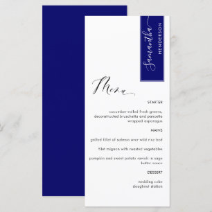 Royal Blue, Personalisiert mit Gast Name Elegant Menükarte