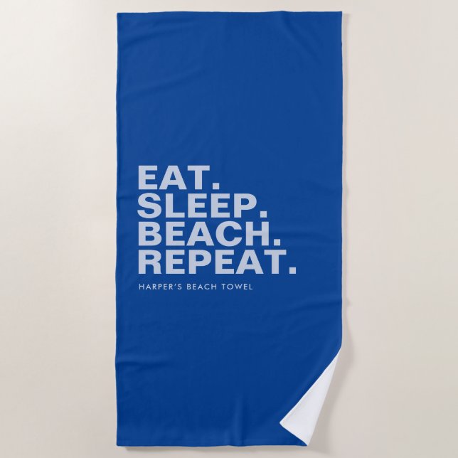 Royal Blue Personalisiert Slogan Strandtuch (Vorderseite)
