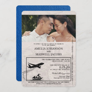 Royal Blue Philippines Pass Wedding Einladung