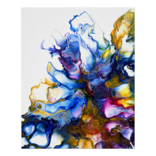 Royal Blue & Pink Abstrakt Fluid Art Poster