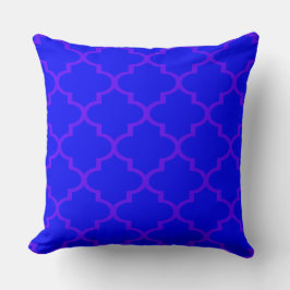 Royal Blue Pink Quatrefoil Lattice Kissen