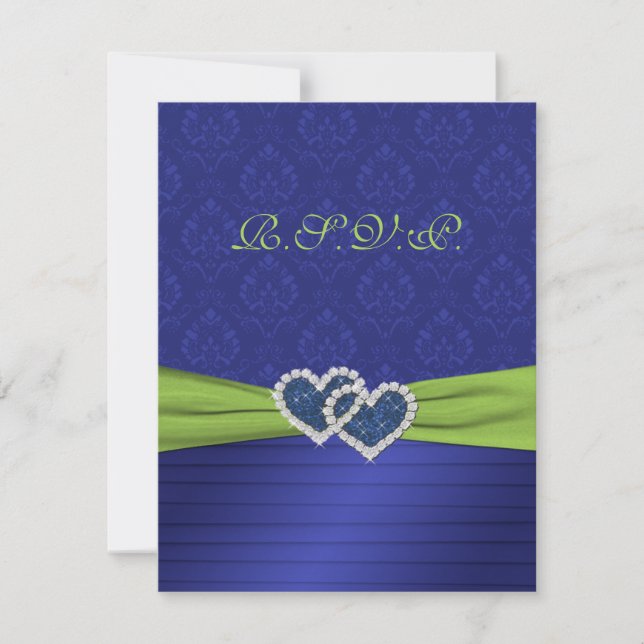 Royal Blue Plees und Chartreuse RSVP Card (Vorderseite)
