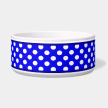 Royal Blue Polka Dot Pattern Keramik Dog Bowl