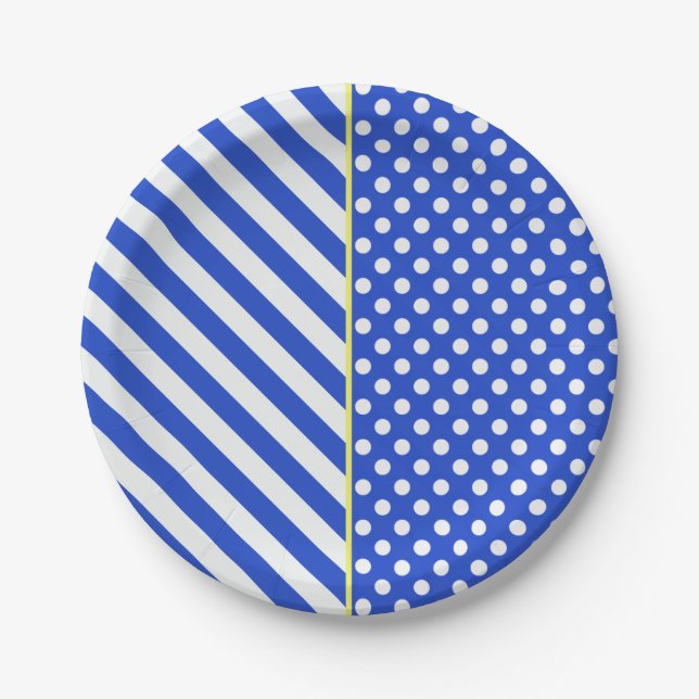 Royal Blue Polka Dots and Stripes by ShirleyTaylor Pappteller (Vorderseite)