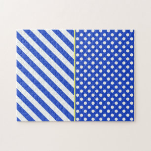 Royal Blue Polka Dots and Stripes by ShirleyTaylor Puzzle