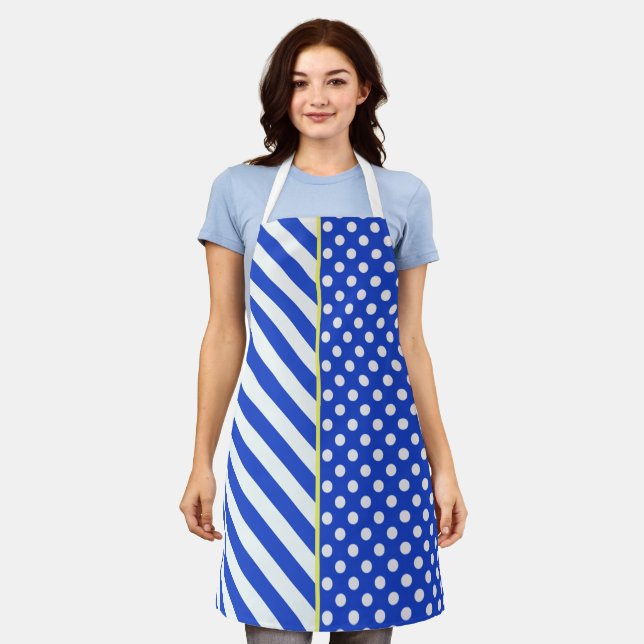 Royal Blue Polka Dots and Stripes by ShirleyTaylor Schürze (Getragen)